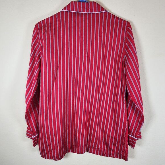 RALPH‎ LAUREN Pajamas Red Stripe Monogrammed Top only 100% Cotton M Christmas - Picture 8 of 8